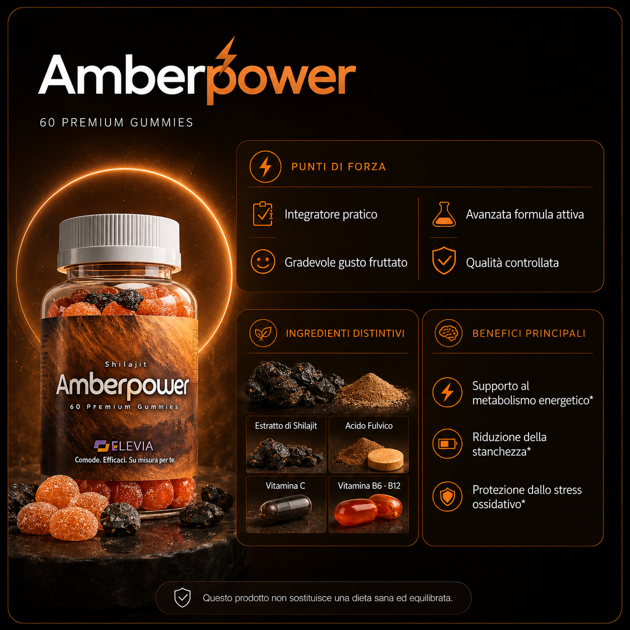 Amberpower - punti di forza, ingredienti distintivi e benefici principali