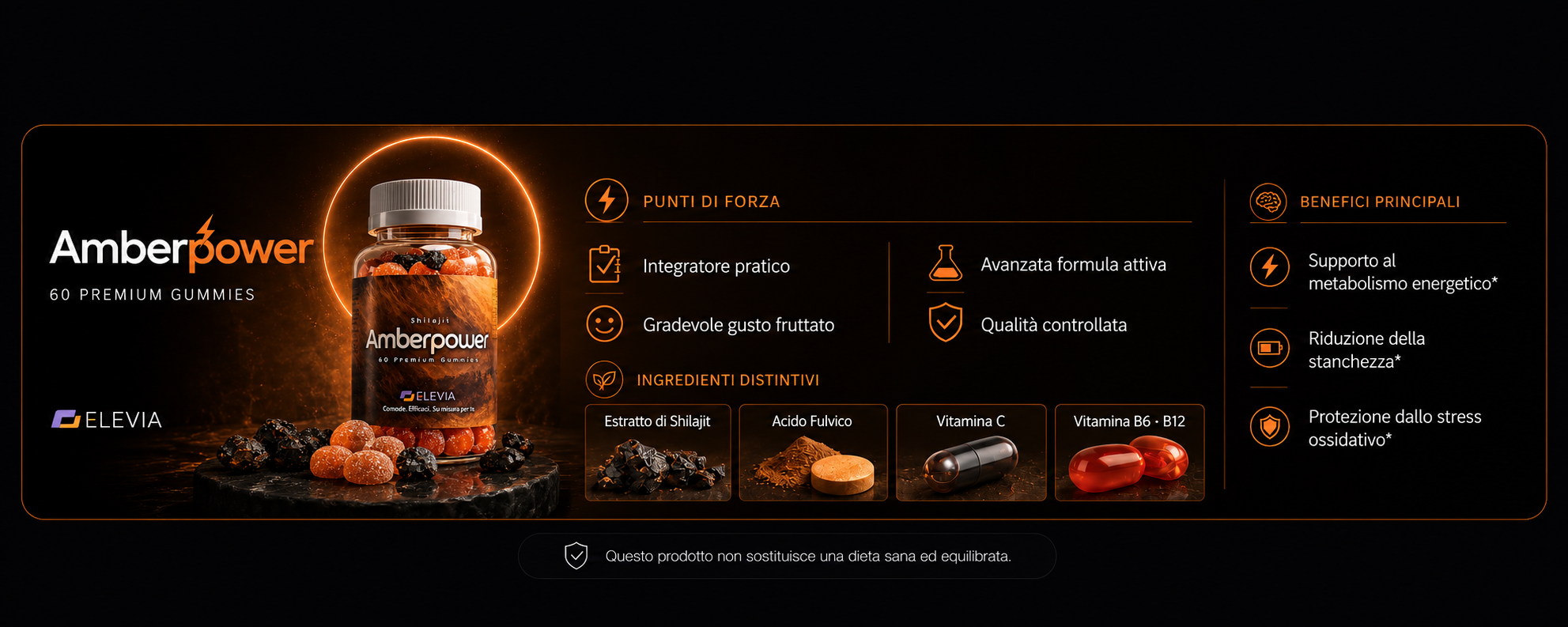 Amberpower - punti di forza, ingredienti distintivi e benefici principali