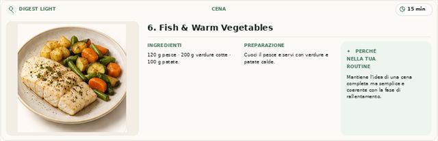 Fish and Warm Vegetables: pesce con verdure calde e patate