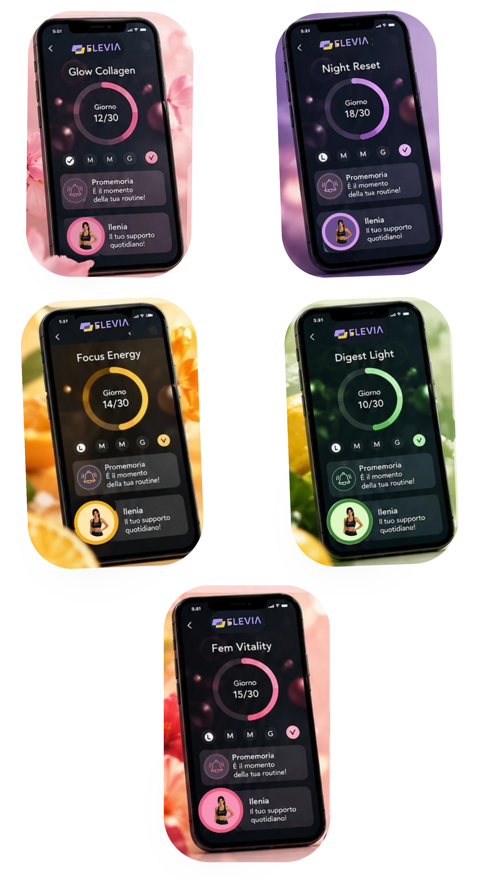 App Elevia aperta sulla dashboard Glow Collagen